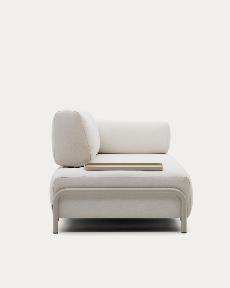 Compo 3-seater beige chenille sofa, small tray oak veneer and beige metal structure 232cm FSC Mix Credit