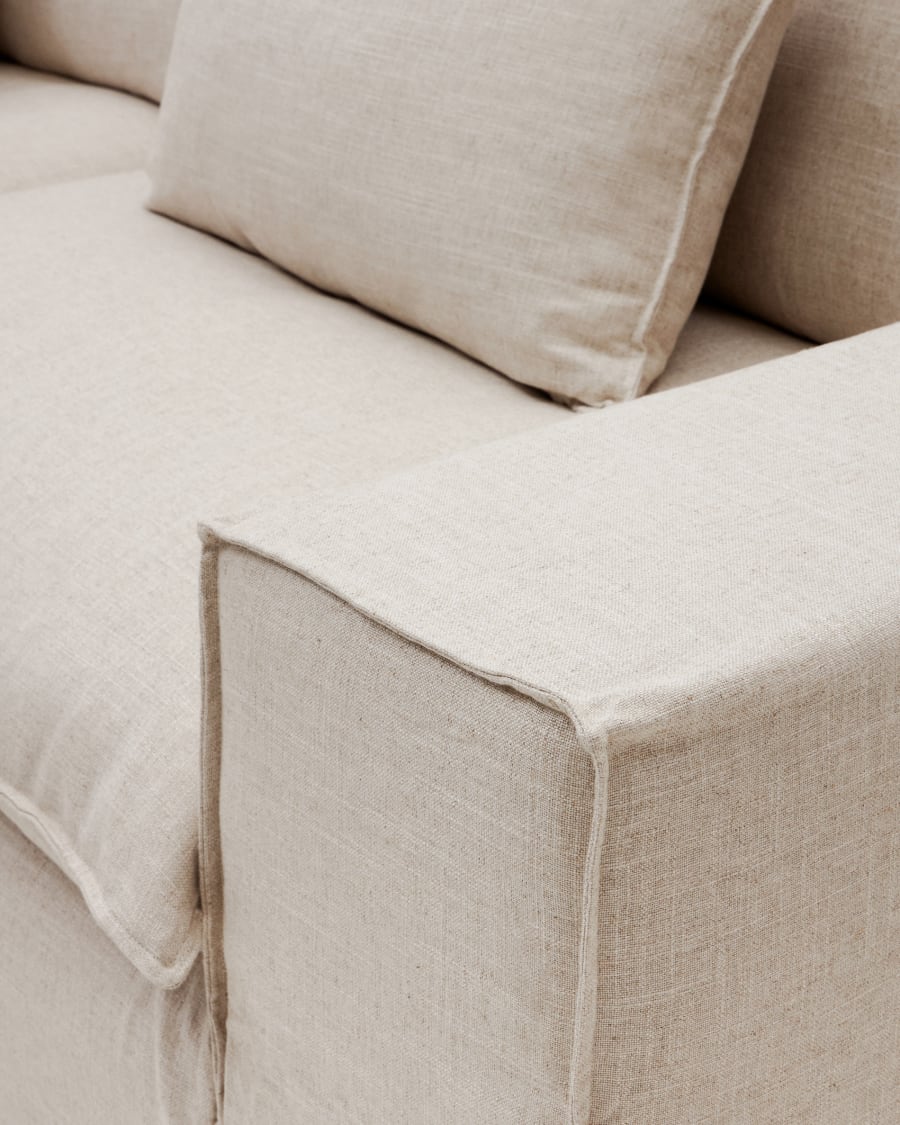 Anarela 3-Sitzer-Sofa mit abnehmbarem Bezug und Kissen aus Leinen Beige 280 cm