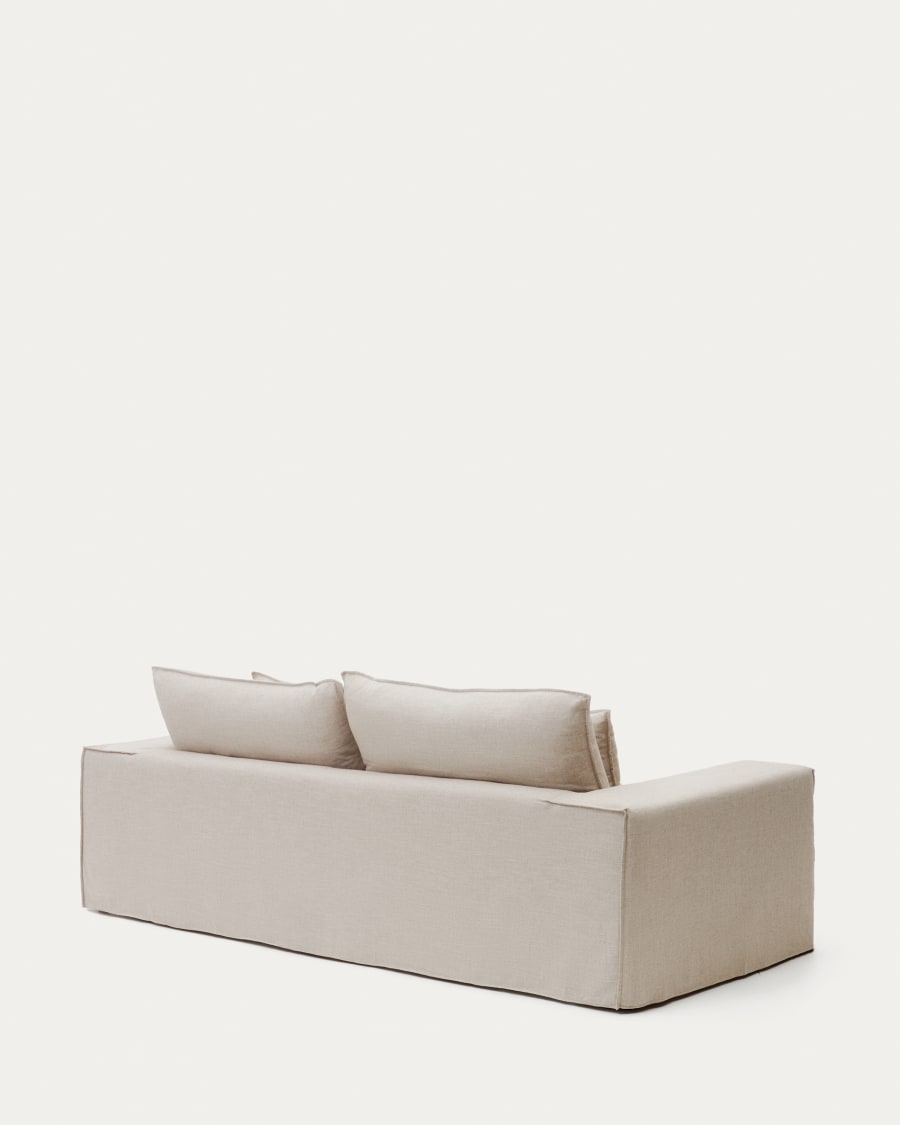 Anarela 3 seater sofa with removable covers and beige linen cushions 280 cm Kave Home Germany