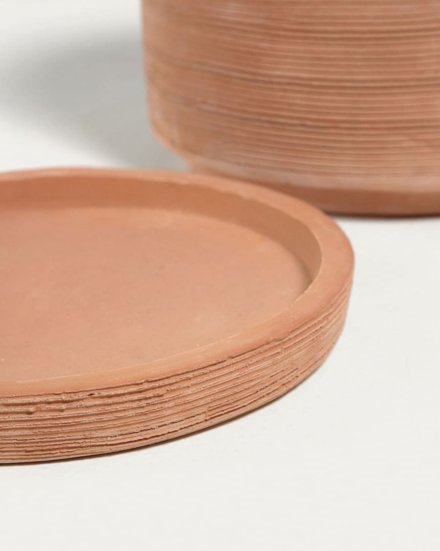 Karlina set of 2 terracotta plant pots with dishes, Ø 33 cm / Ø 24 cm