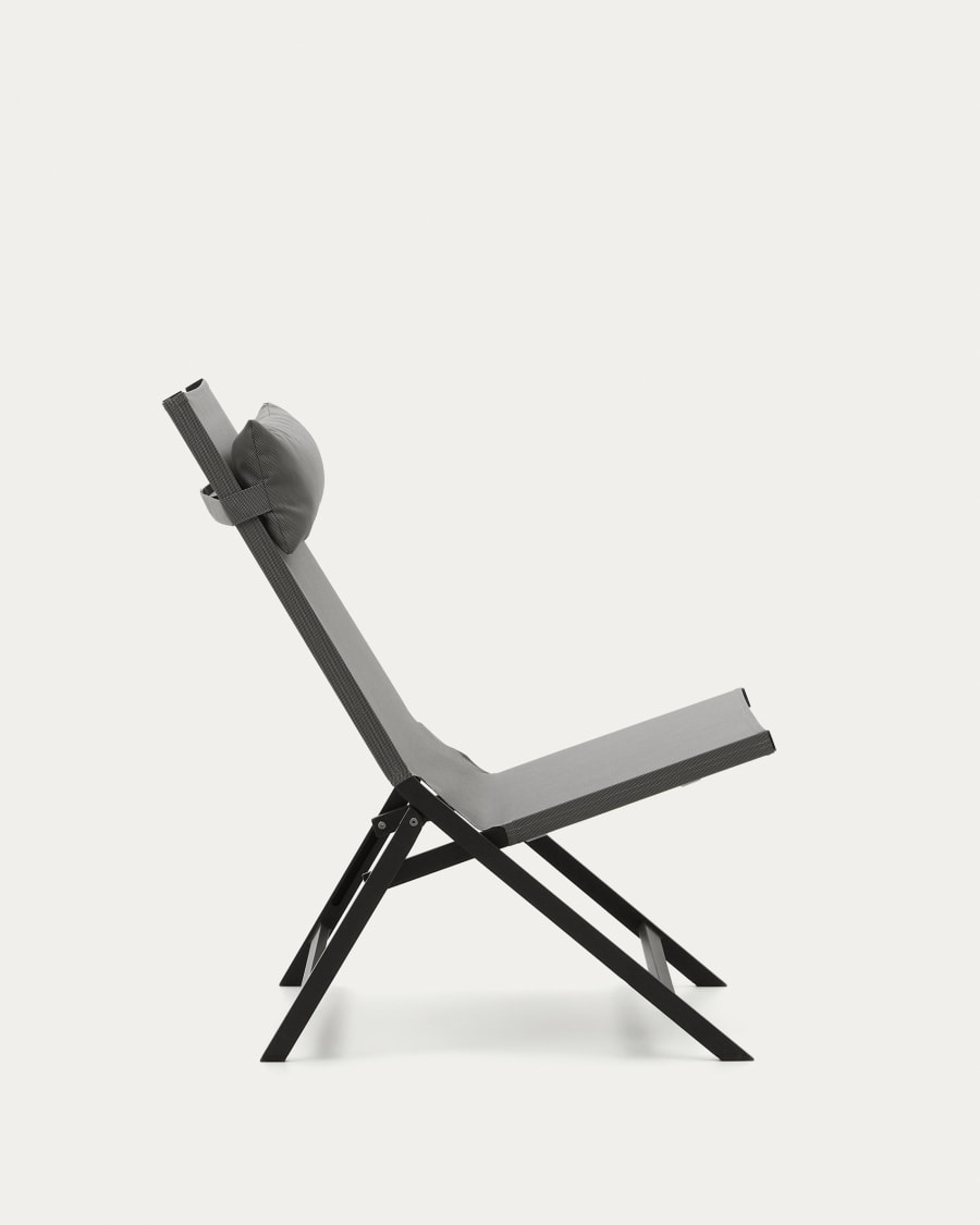 Canutells folding armchair made of aluminum with dark grey finish