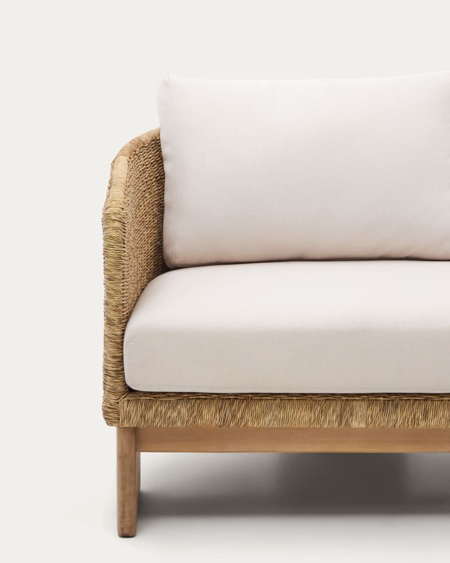 Xoriguer 3-seater sofa in synthetic rattan and solid eucalyptus wood, 223 cm FSC 100%