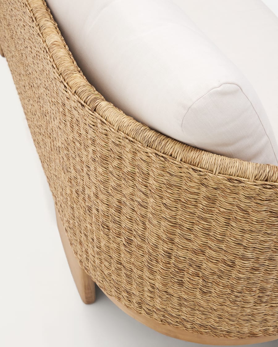Xoriguer 3-seater sofa in synthetic rattan and solid eucalyptus wood, 223 cm FSC 100%