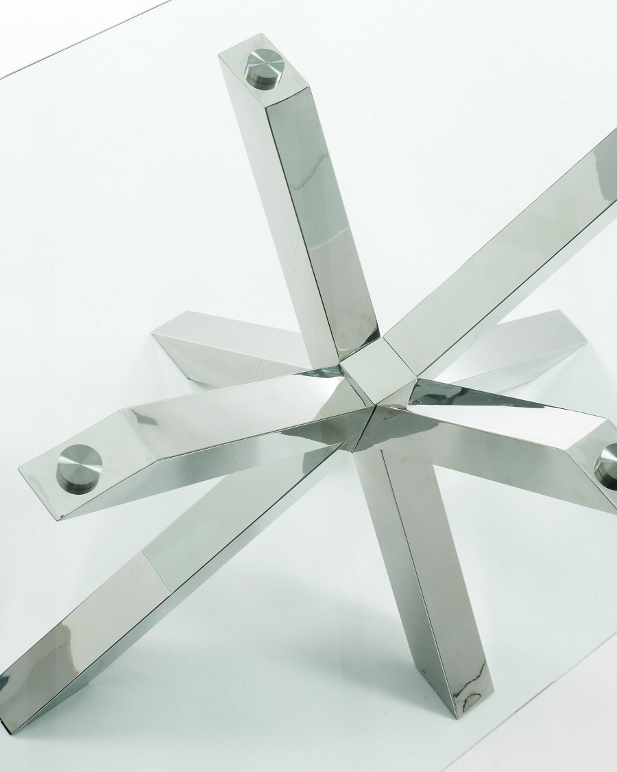 Argo glass table with stainless steel legs 180 x 100 cm