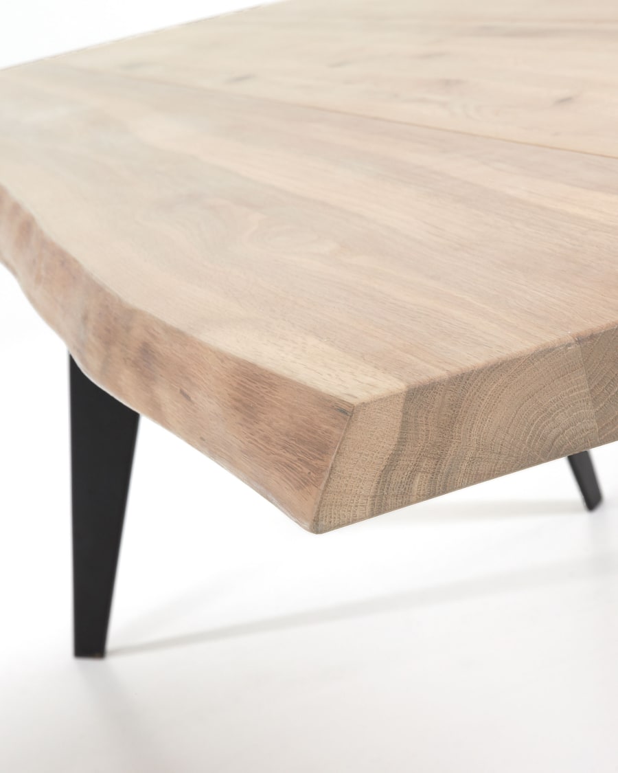 Τραπέζι Koda, παλαιωμένος καπλαμάς δρυός και μαύρα ατσάλινα πόδια, 160x90εκ