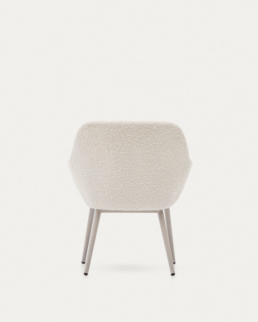 Konna children's chair in white bouclé with steel legs and a beige finish