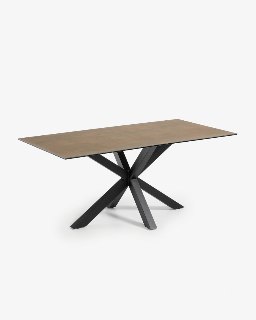 Argo table 180 cm porcelain Iron Corten finish black legs