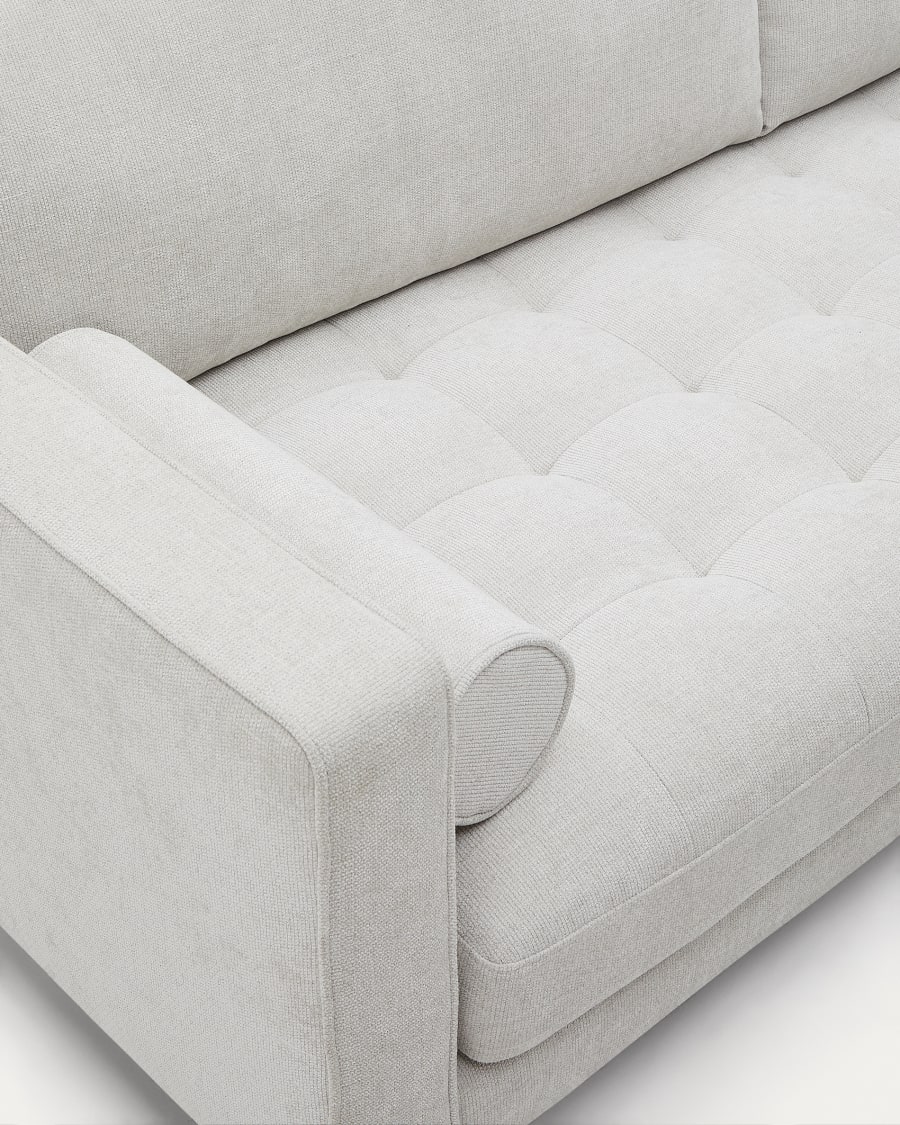 Debra 3-seater sofa in pearl chenille and natural legs, 222 cm FSC Mix Credit