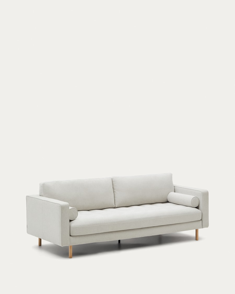 Debra 3-seater sofa in pearl chenille and natural legs, 222 cm FSC Mix Credit