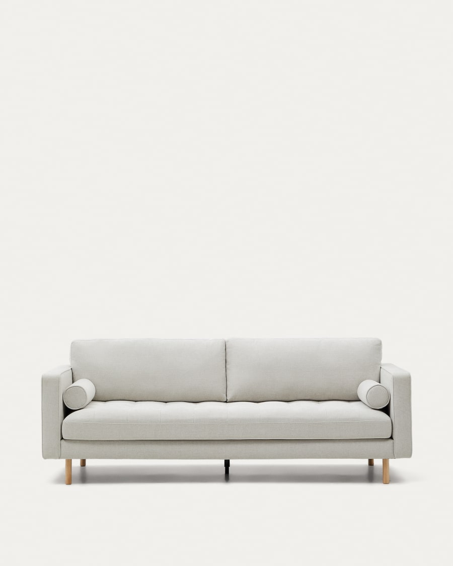 Debra 3-seater sofa in pearl chenille and natural legs, 222 cm FSC Mix Credit