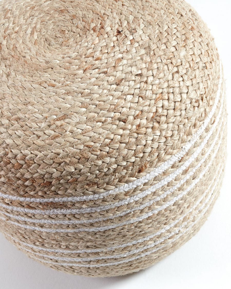 Natural and white Saht pouf Ø 45 cm