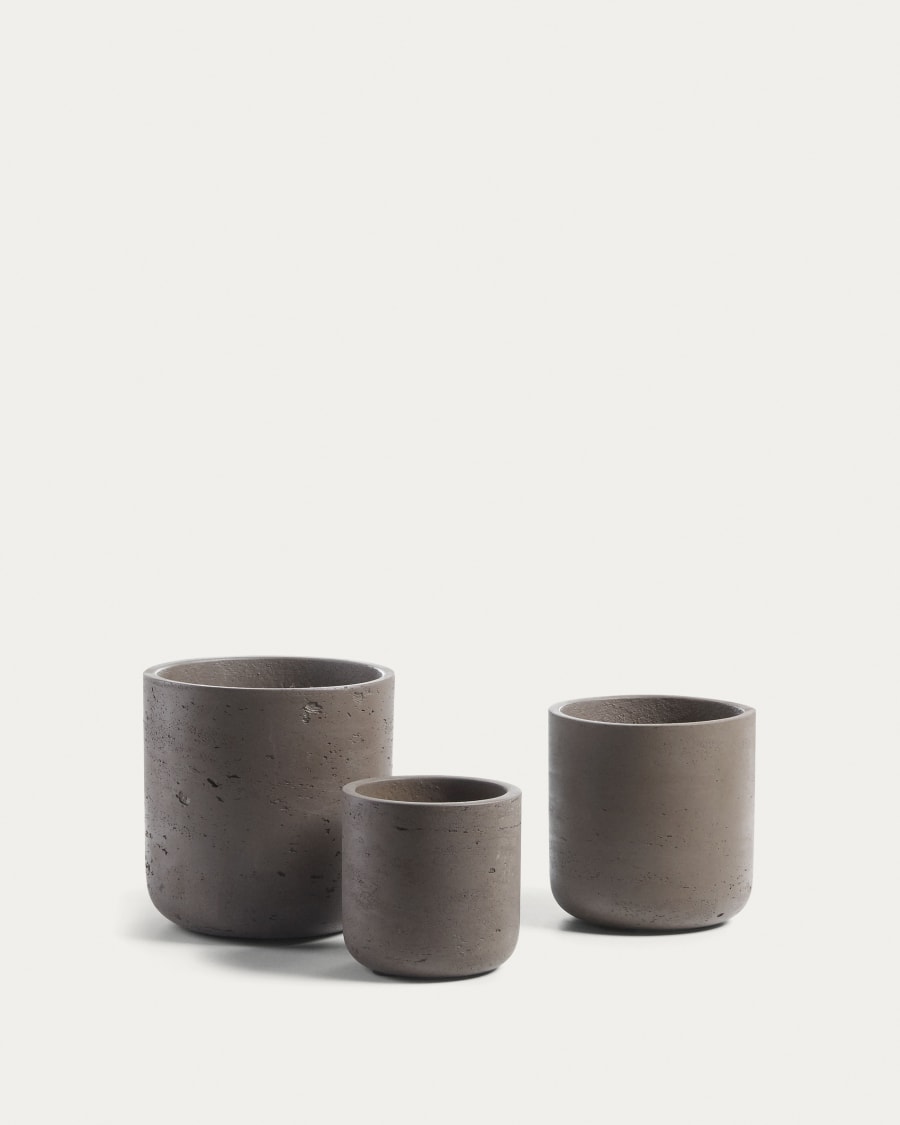 Σετ 3 γλάστρες, καφέ Ø 18 cm / Ø 15 cm / Ø 12 cm