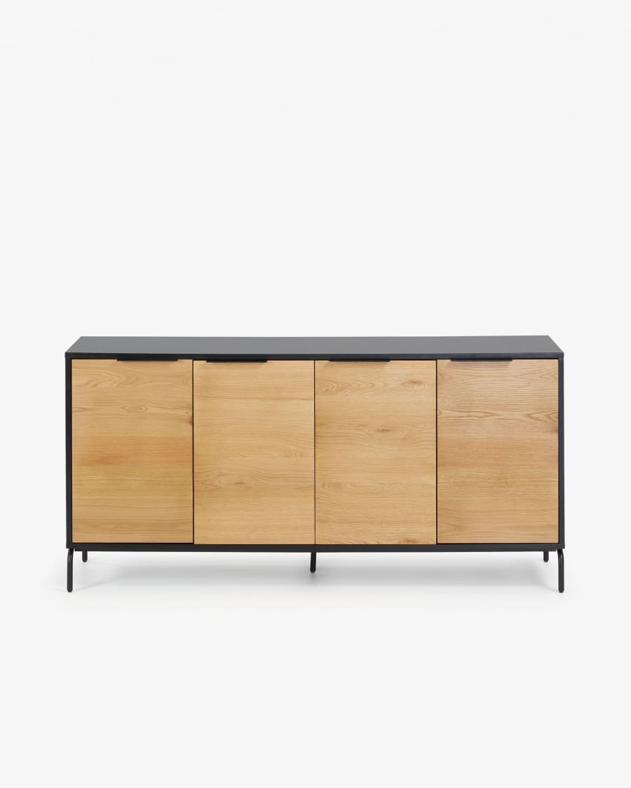 Savoi 4 door MDF sideboard with black lacquer & painted steel, 165 x 80 cm