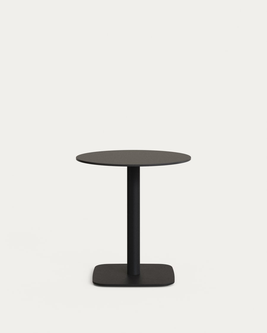 Dina round outdoor table in black with metal legal in a painted black finish, Ø 68x70 cm