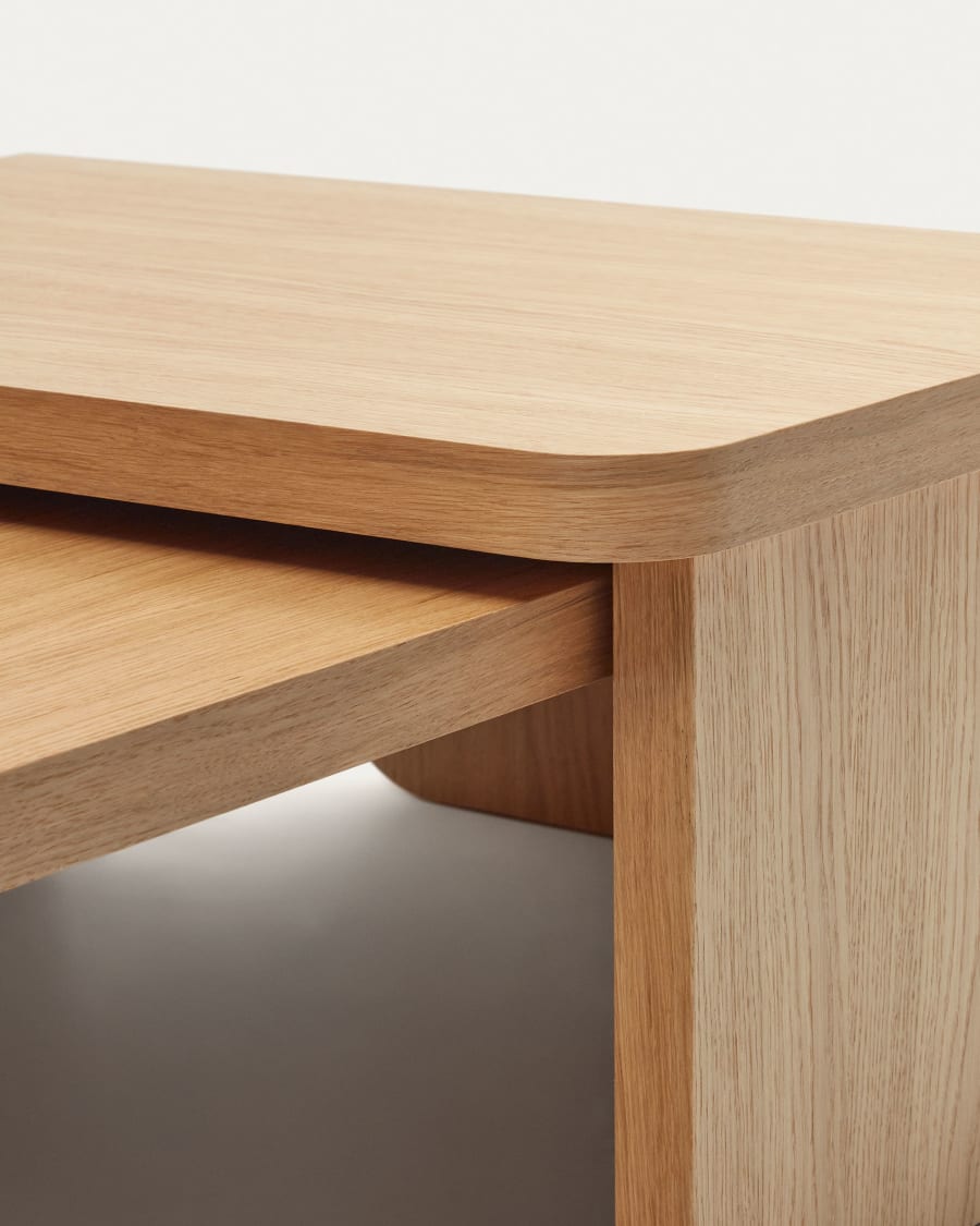 Oaq set of 2 coffee tables in oak wood veneer with natural finish FSC Mix Credit
