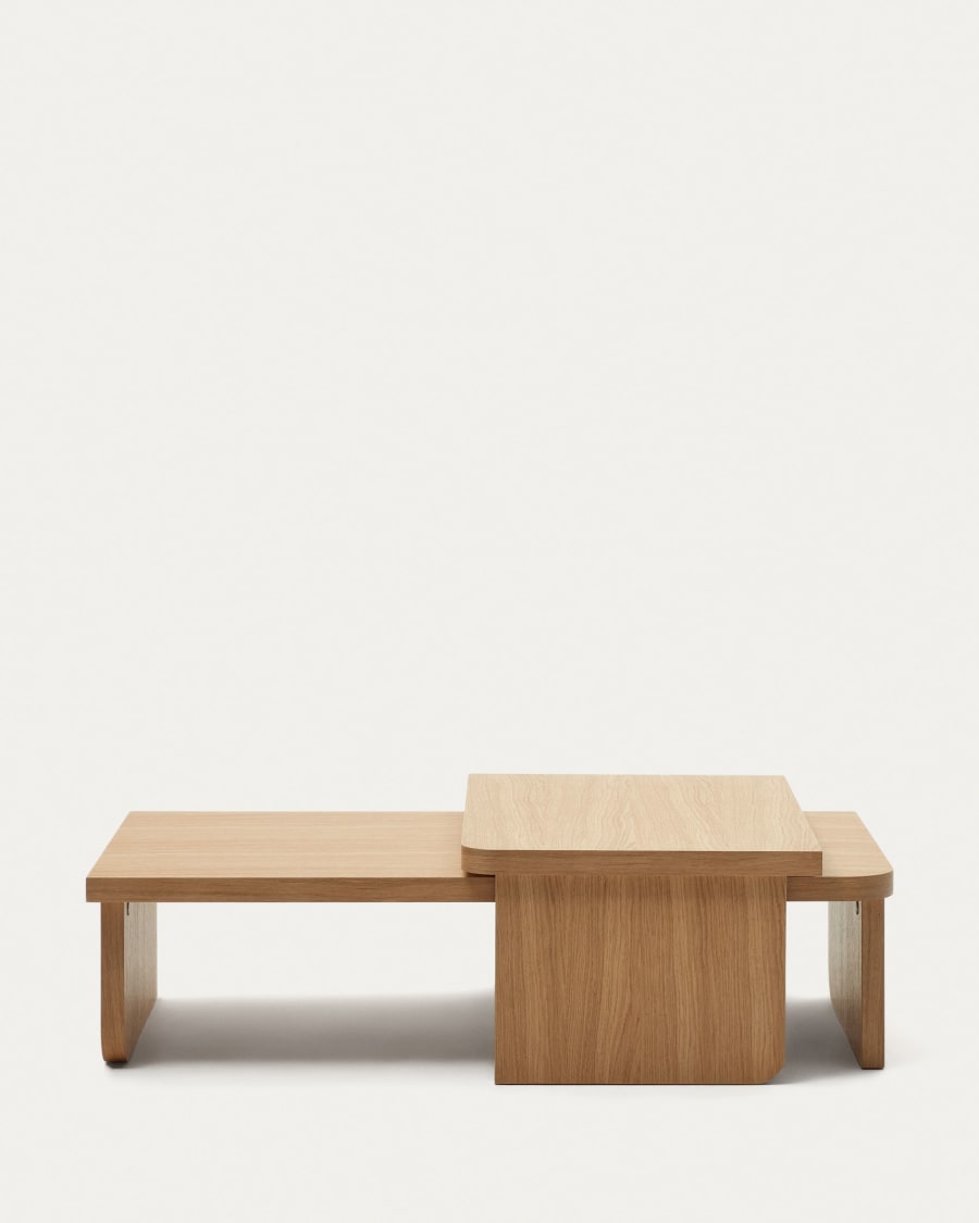 Oaq set of 2 coffee tables in oak wood veneer with natural finish FSC Mix Credit