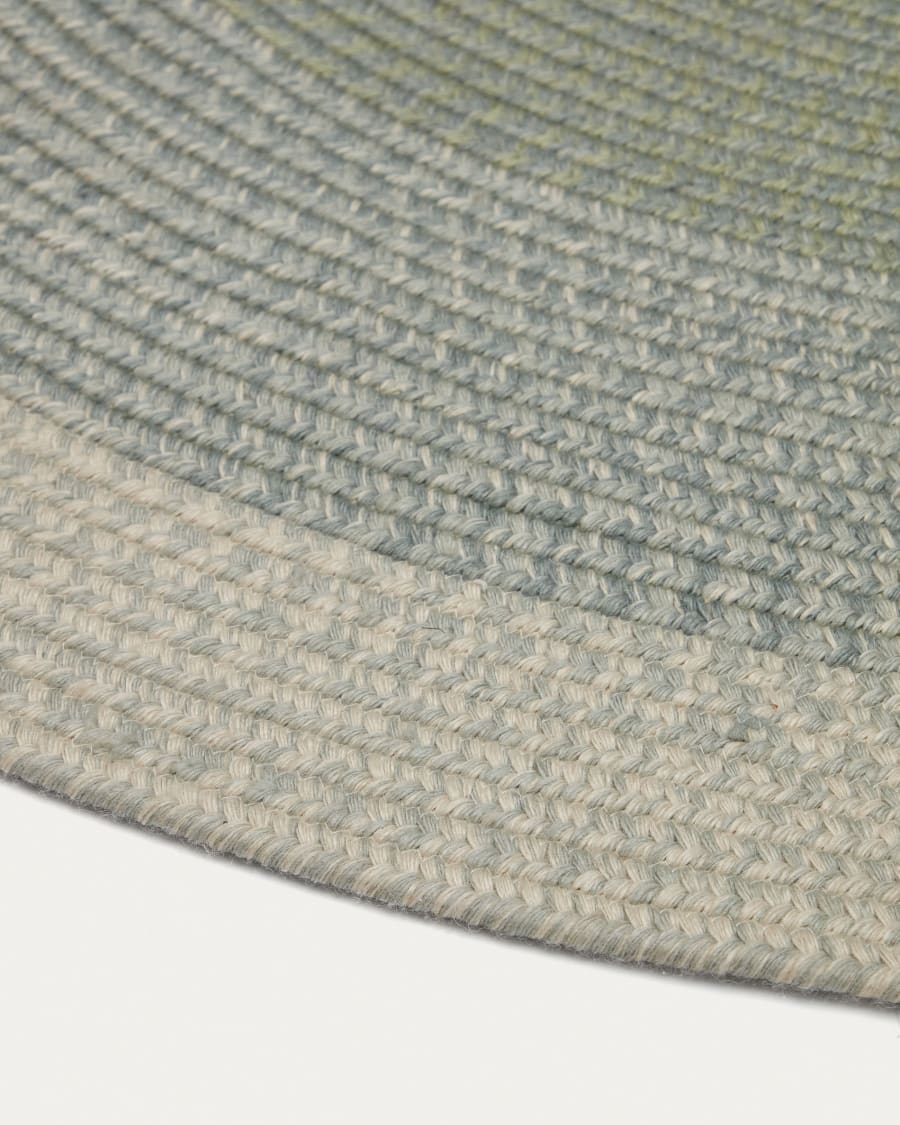 Leeith 100% PET rug with wide green stripes, Ø 160 x 230 cm