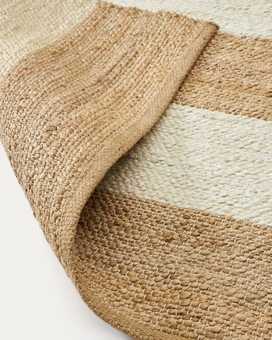 Rovira cotton and jute rug with stripes in natural and white, 160 x 230 cm
