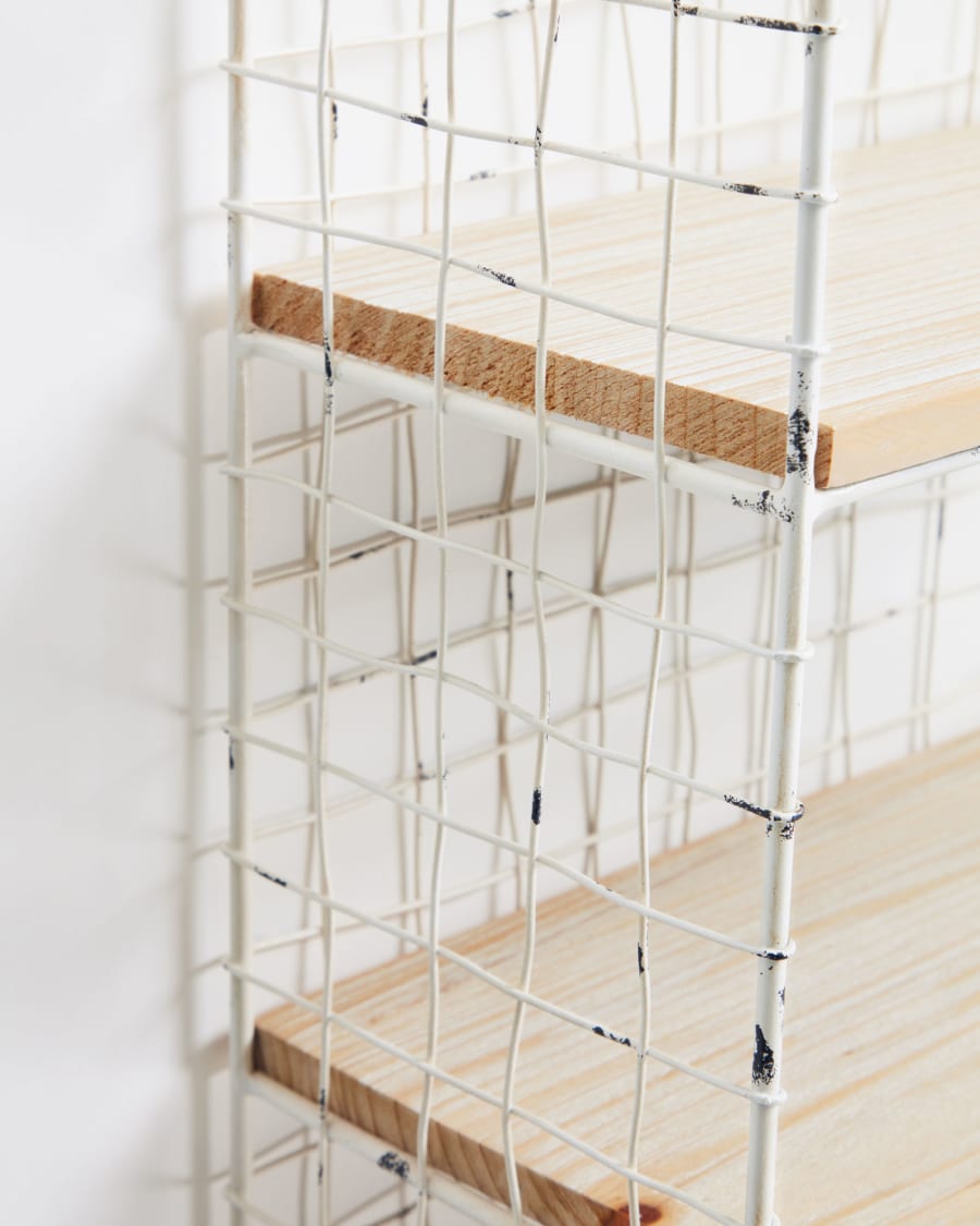 Deland wall shelves in solid fir and steel with white finish 30 x 50 cm