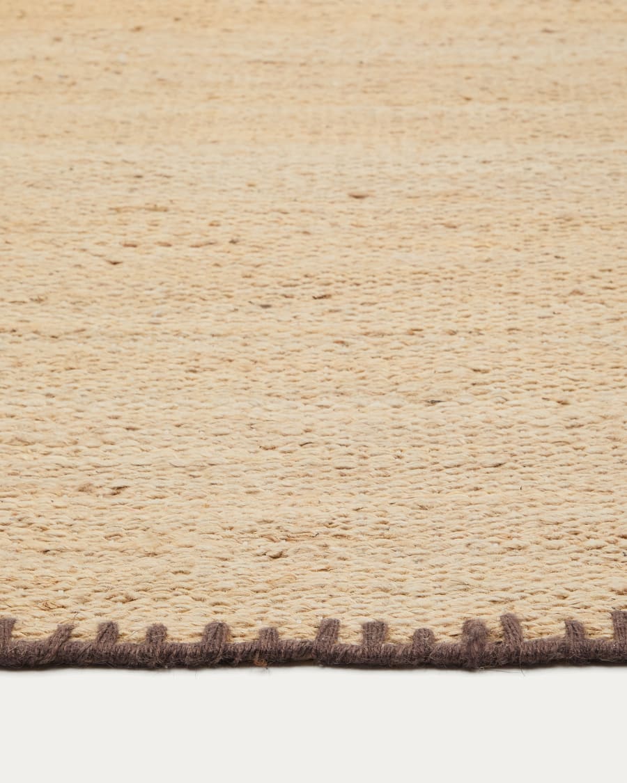 Sorina natural jute rug with brown border 200 x 300 cm