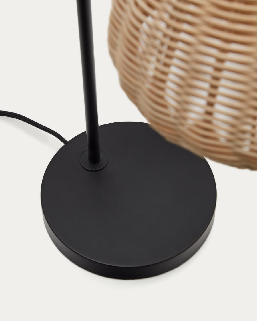 Damila table lamp in rattan and black metal