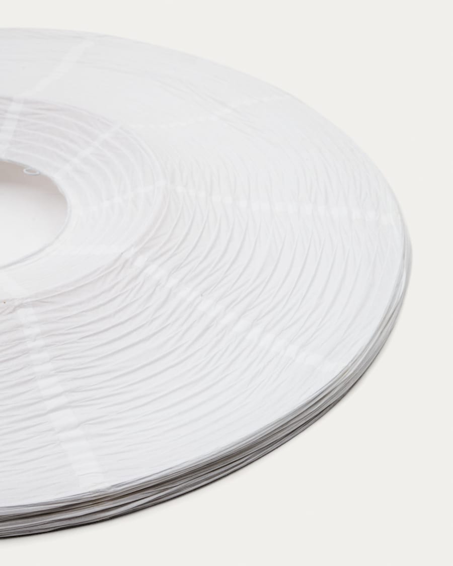 Hila ceiling lamp screen in white paper with natural wood veneer Ø 80 cm