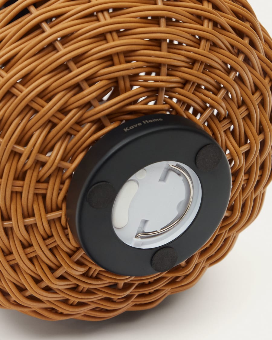 Saranella portable table lamp in brown faux rattan