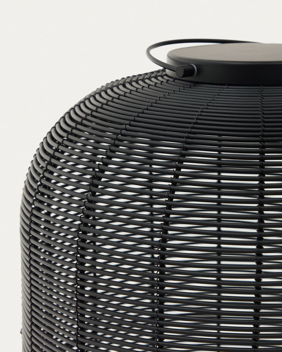 Saranella large portable table lamp in black polyrattan
