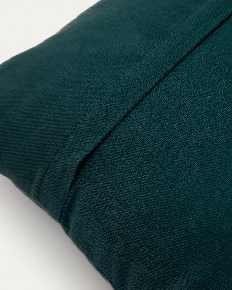 Zaira cushion cover 100% cotton and dark green velvet 45 x 45 cm