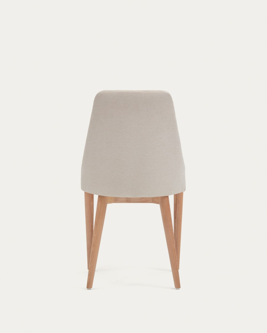 Rosie chair in beige chenille with solid ash wood legs in a natural finish