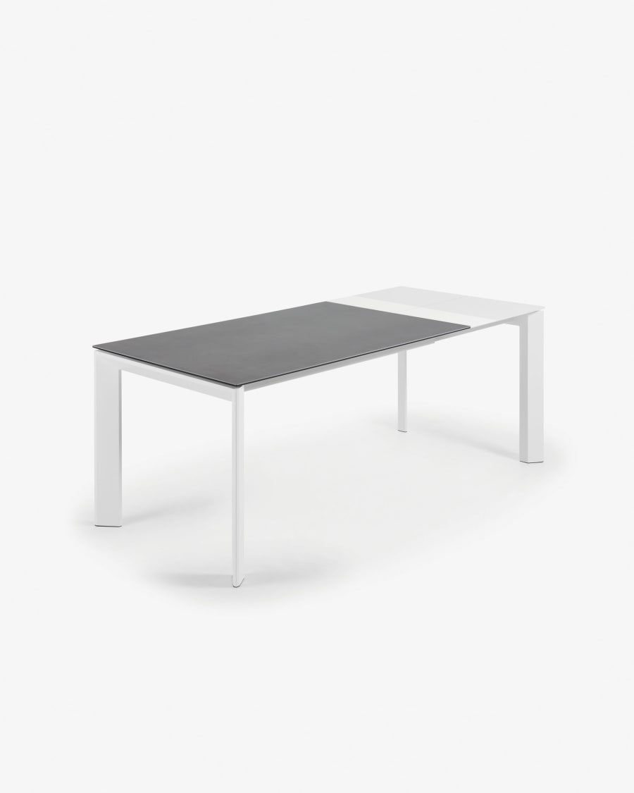 Axis Ausziehtisch Feinsteinzeug Vulcano Roca Finish Beine in Weiß 140 (200) cm