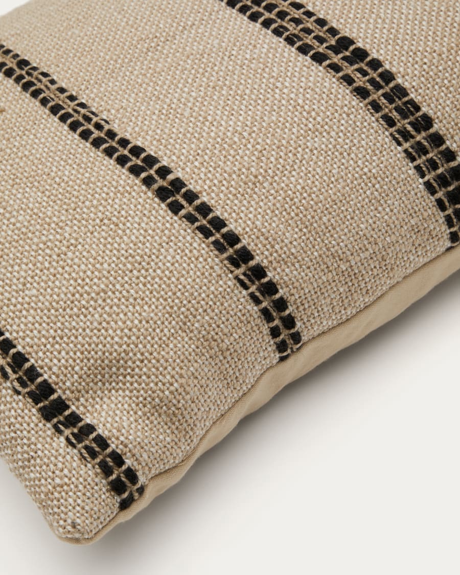 Baster outdoor cushion cover in beige PET with black stripes 40 x 70 cm