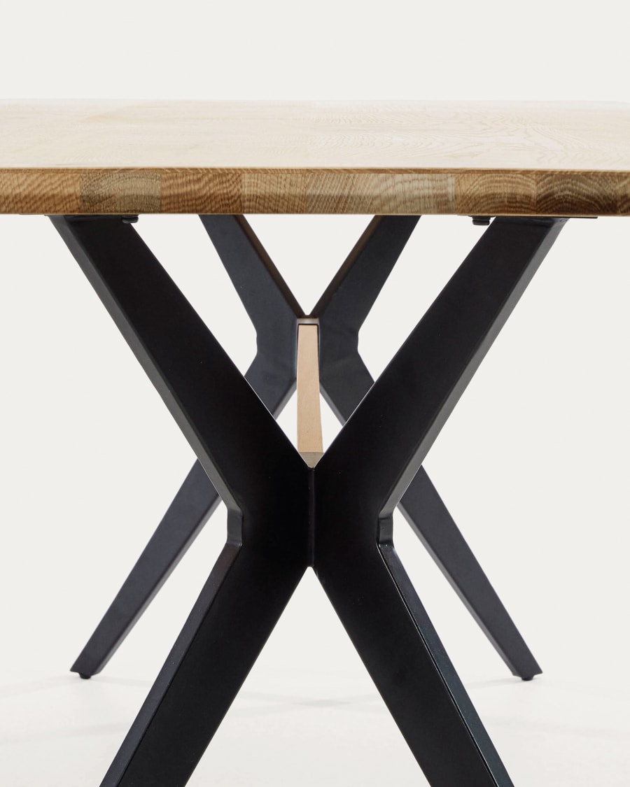 Amethyst oak veneer table with a whitewashed finish and black steel legs, 160 x 90 cm