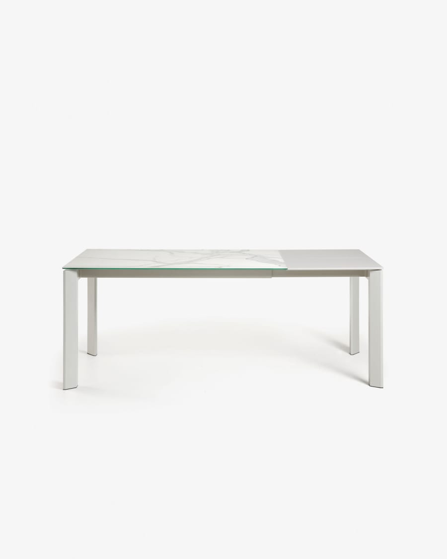 Axis Ausziehtisch Feinsteinzeug mit Kalos Blanco Finish Beine in Grau 140 (200) cm