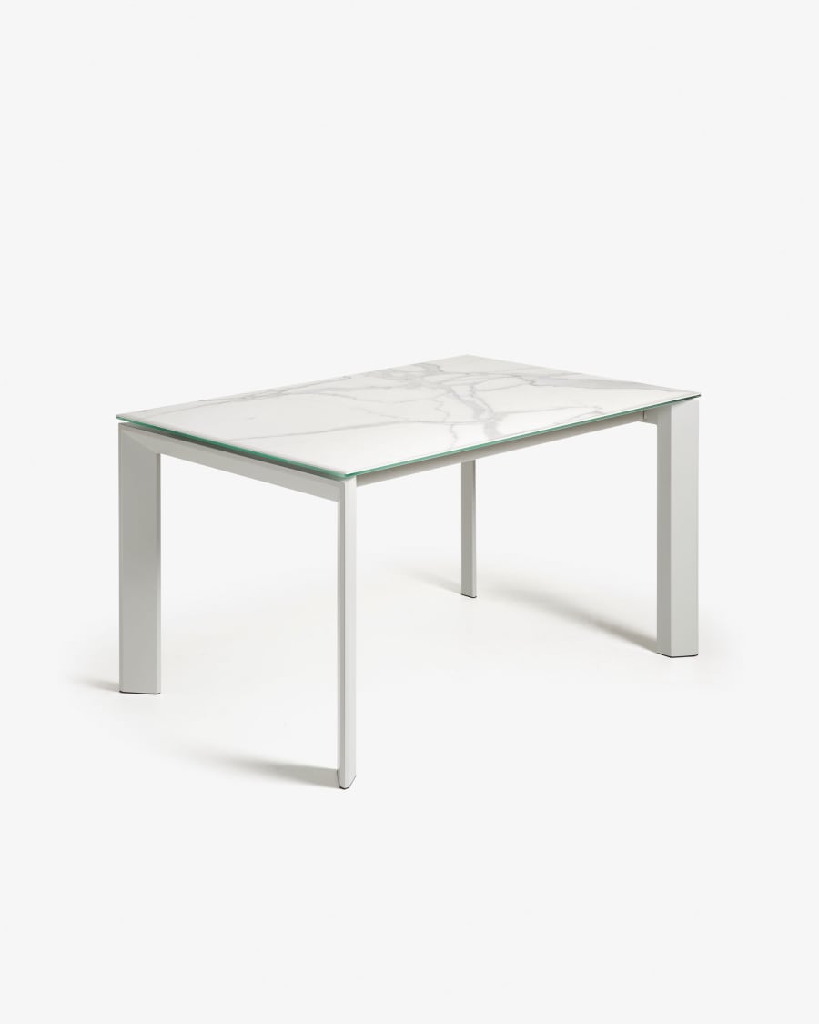 Axis Ausziehtisch Feinsteinzeug mit Kalos Blanco Finish Beine in Grau 140 (200) cm