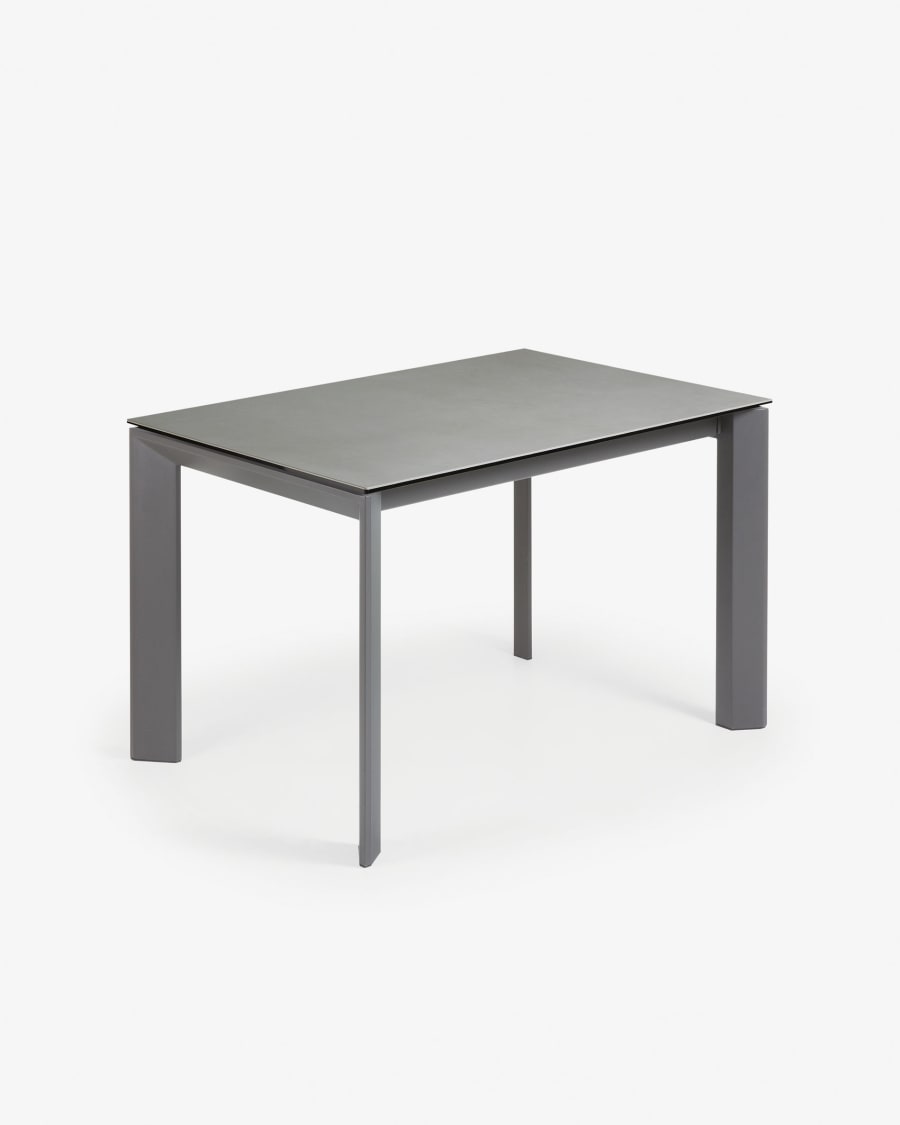 Axis Ausziehtisch Feinsteinzeug Hydra Plomo Finish und Stahlbeine Anthrazit 120 (180) cm