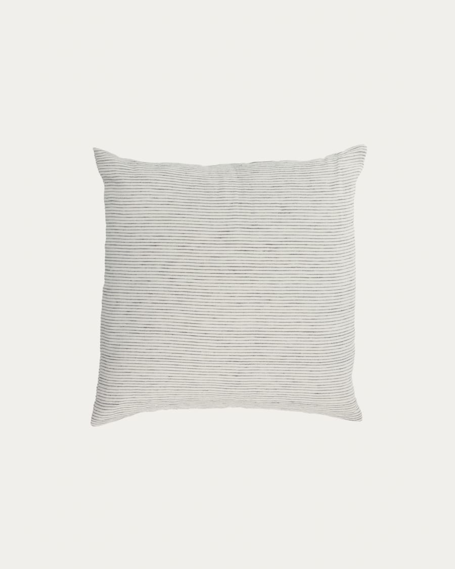 Marena 100% linen cushion cover with black stripes 45 x 45 cm