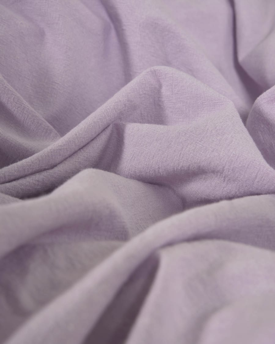 Dileta 100% GOTS cotton duvet cover, fitted sheet, and cushion cover in mauve, 135 x 190 cm