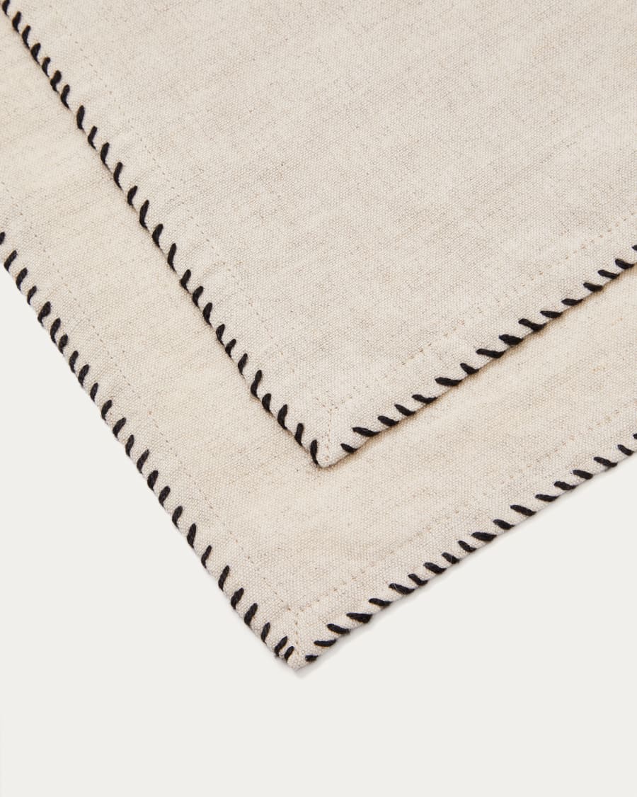 Sanpola set of 2 beige linen embroidered placemats