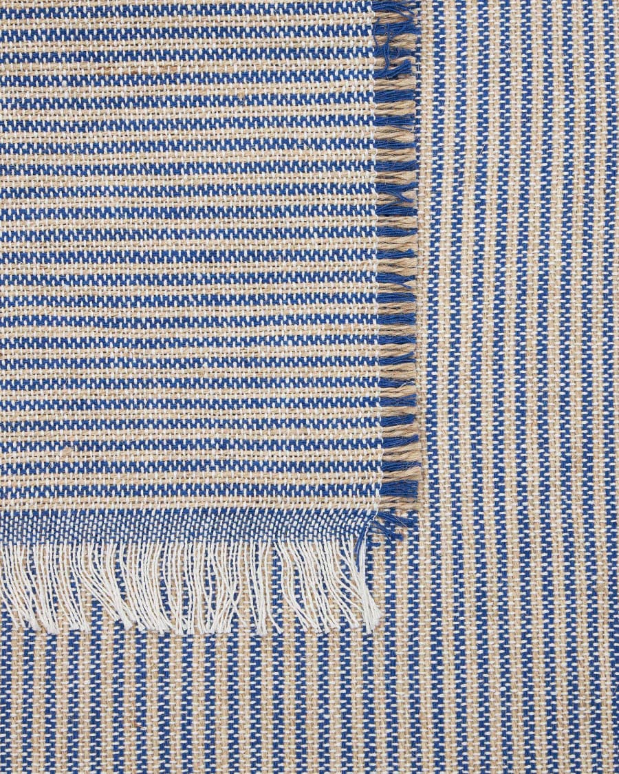 Vilat table runner with tassels in blue, 46 x 140 cm