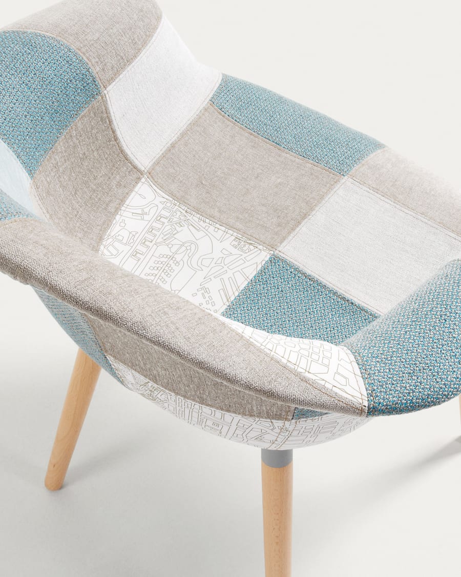 Καρέκλα Kevya, μπλε patchwork