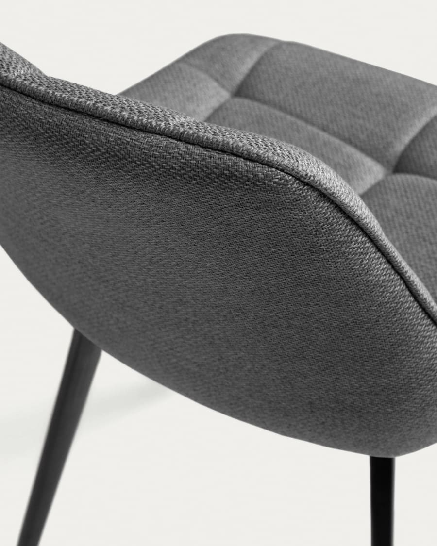 Καρέκλα Adam, ανοιχτό γκρι και μαύρα ατσάλινα πόδια