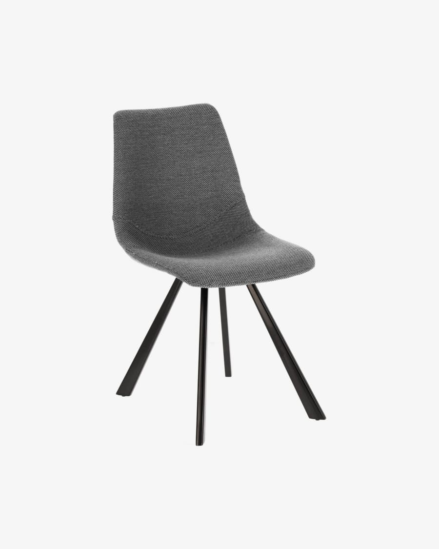 Καρέκλα Alve, ανοιχτό γκρι και μαύρα ατσάλινα πόδια