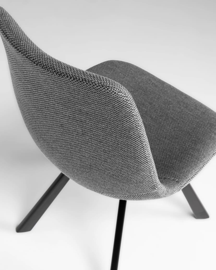 Καρέκλα Alve, ανοιχτό γκρι και μαύρα ατσάλινα πόδια