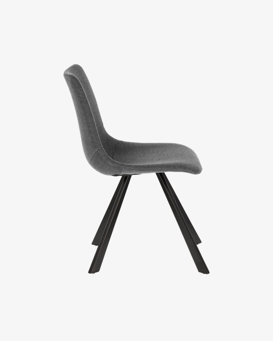 Καρέκλα Alve, ανοιχτό γκρι και μαύρα ατσάλινα πόδια