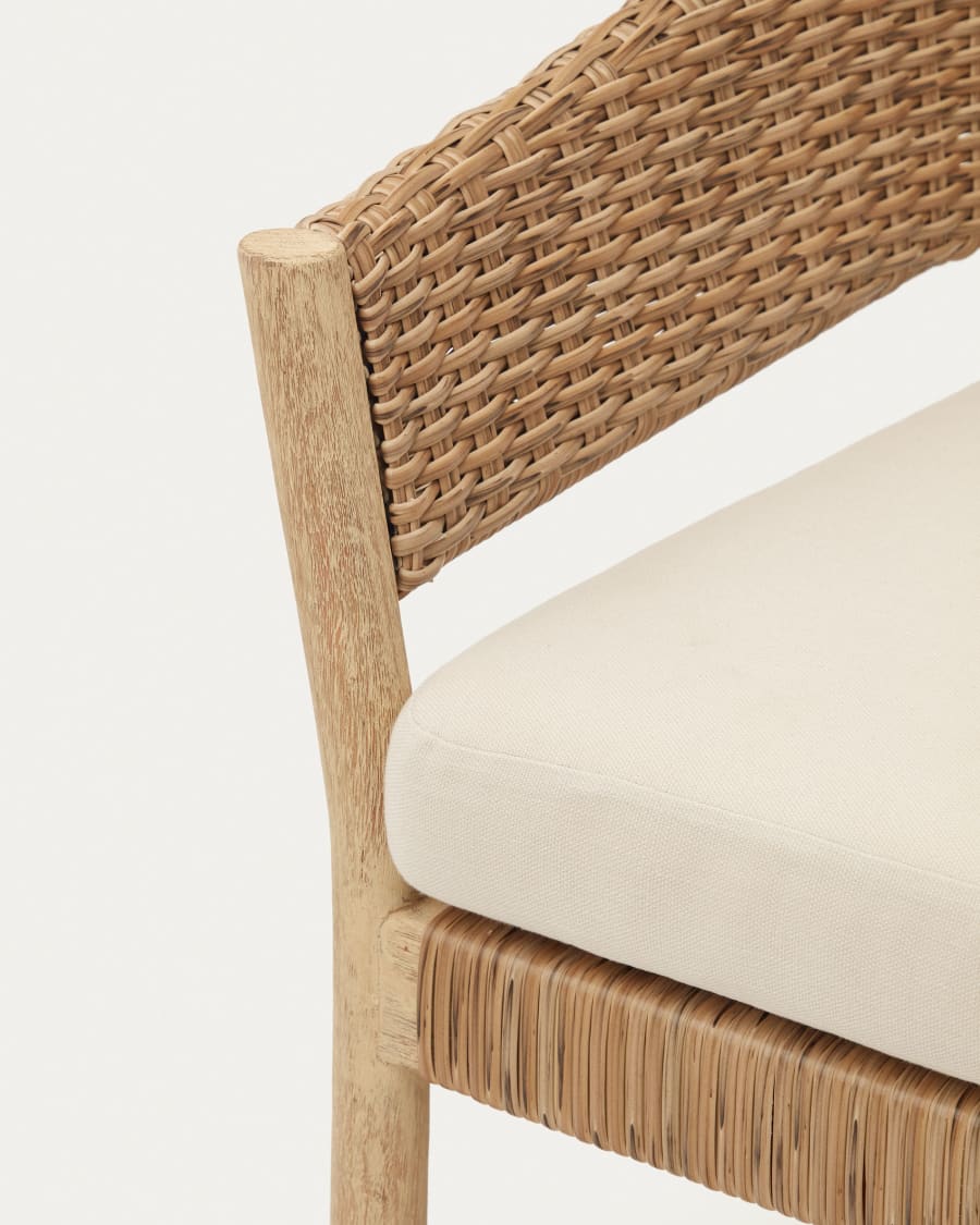 Pola stackable set, 2 seater sofa & 2 armchairs in solid eucalyptus and faux-rattan, FSC