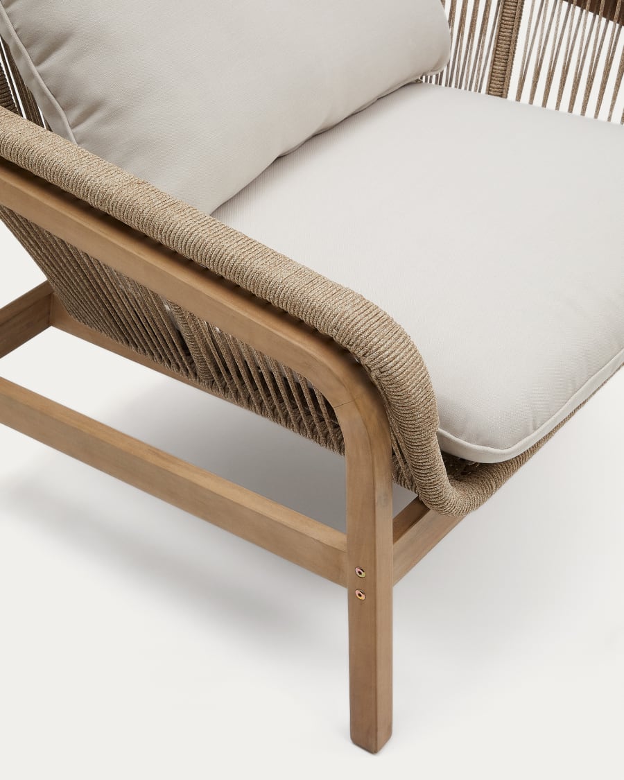 Vellana set: 3-seater sofa, 2 armchairs and coffee table made from FSC 100% solid acacia w