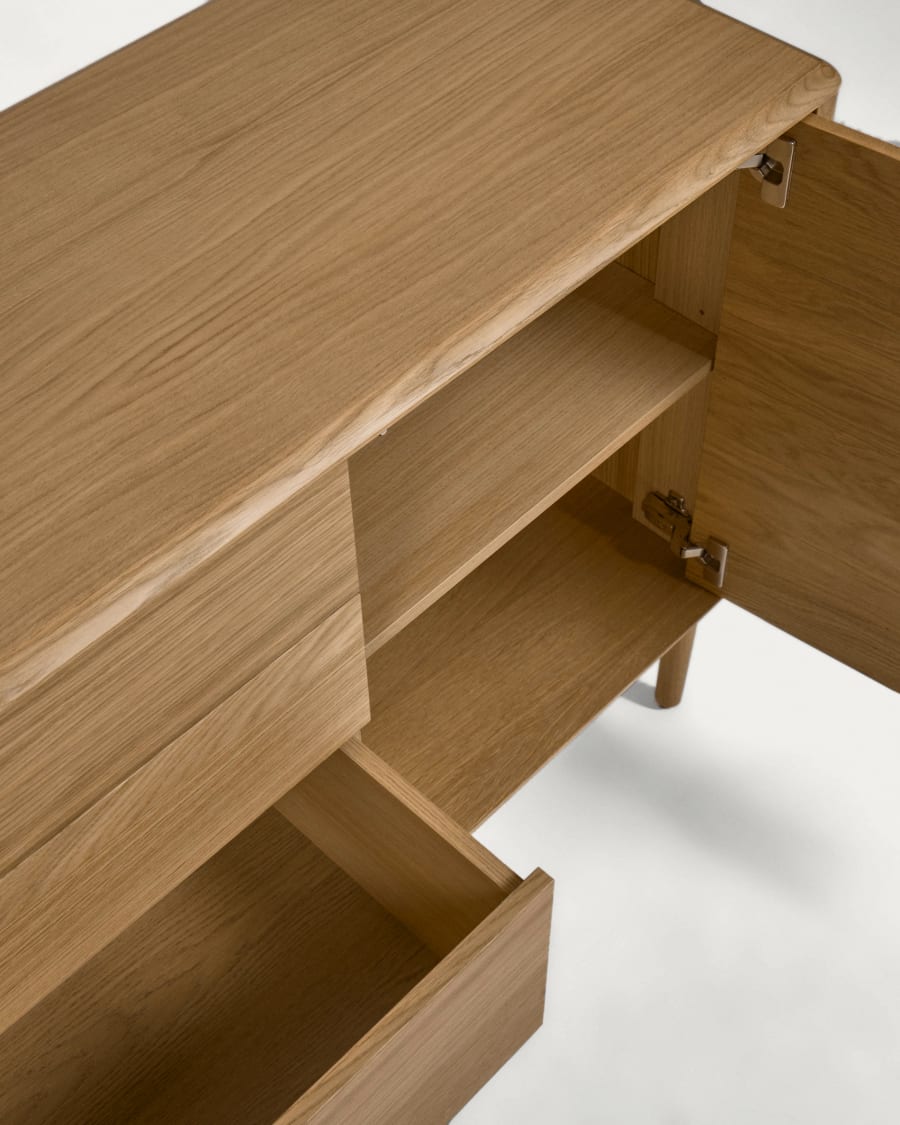 Lenon oak wood and veneer sideboard with 3 doors & 3 drawers, 200 x 86 cm FSC MIX Credit