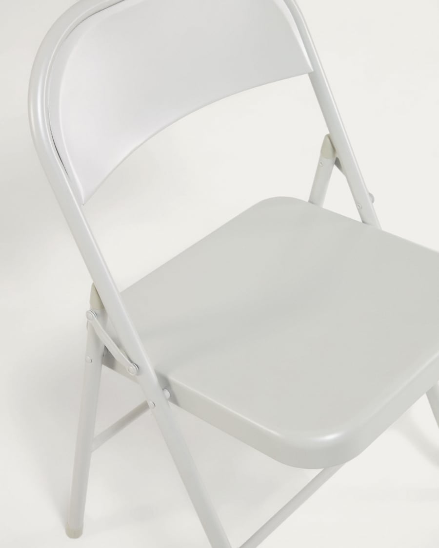 Aidana metal folding chair in light grey