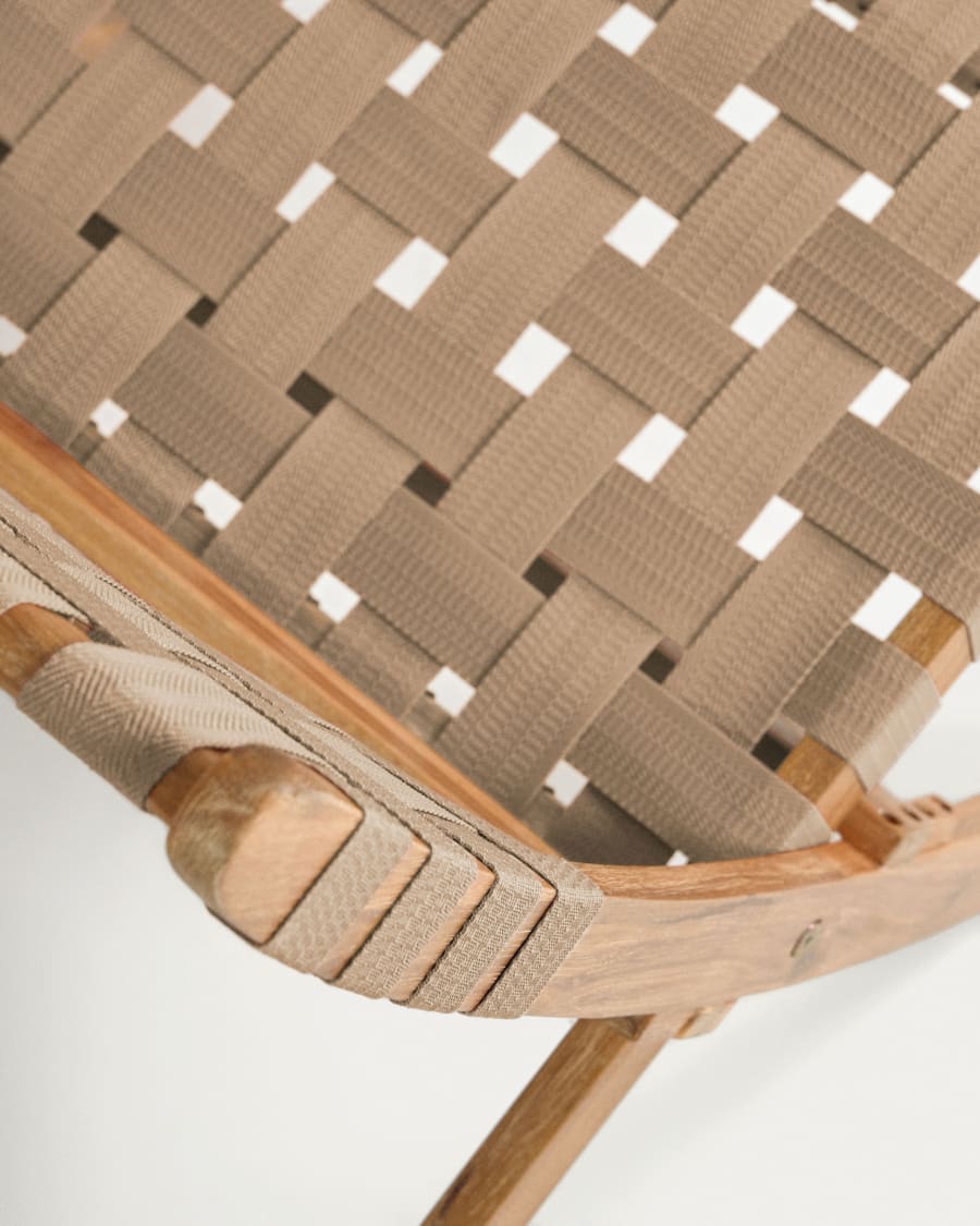 Chabeli acacia wood folding chair in acacia wood and beige cord FSC 100%